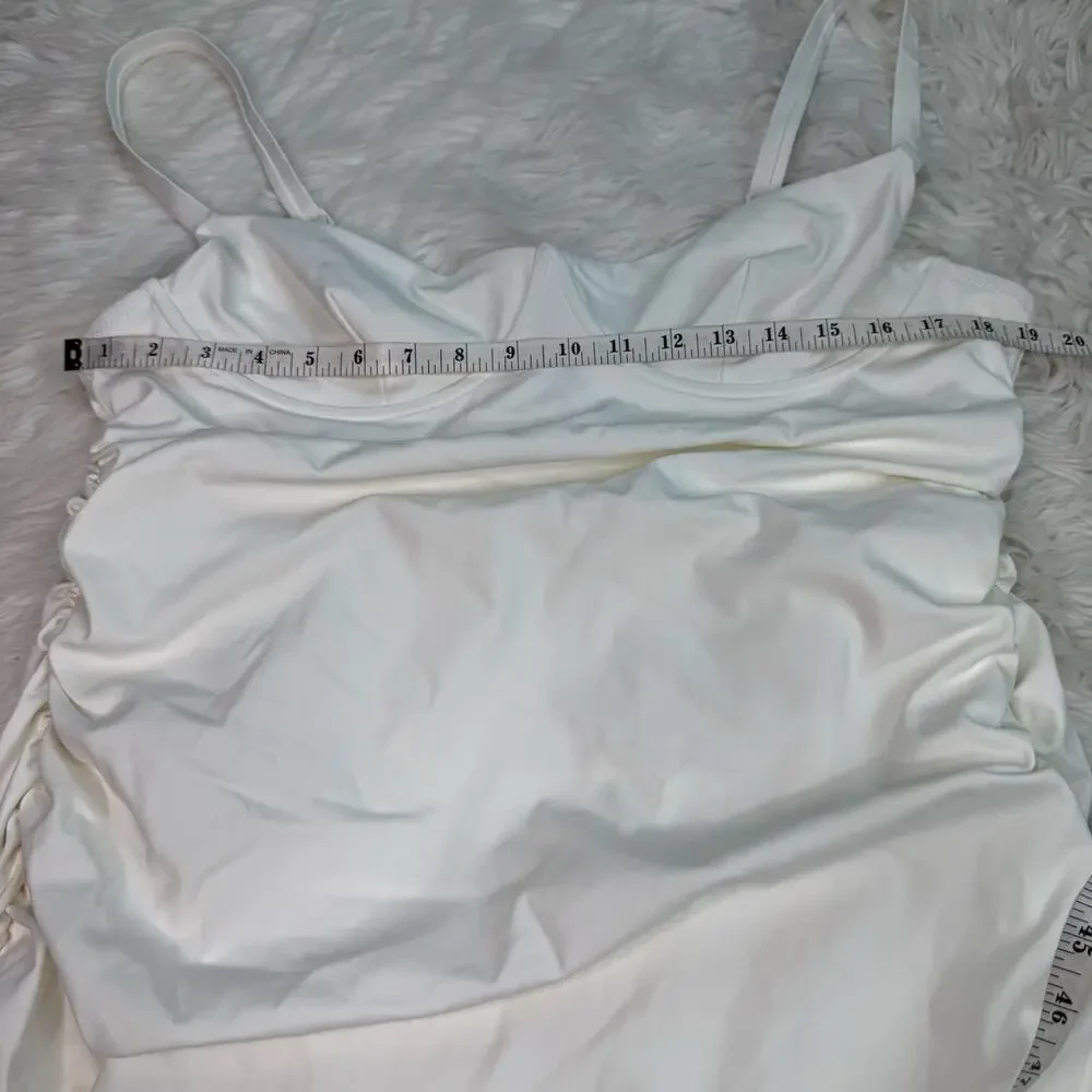 Skims‎ Sculpting Swim Ruched One Piece Swimsuit White Marble Size 3x NWT